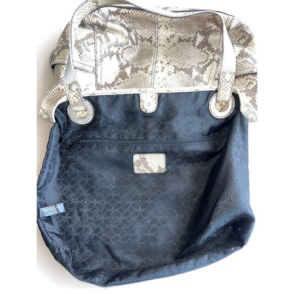 Sale!! Fossil Genuine Leather Snakeskin Tote - Elegant & Spacious - Picture 14 of 15